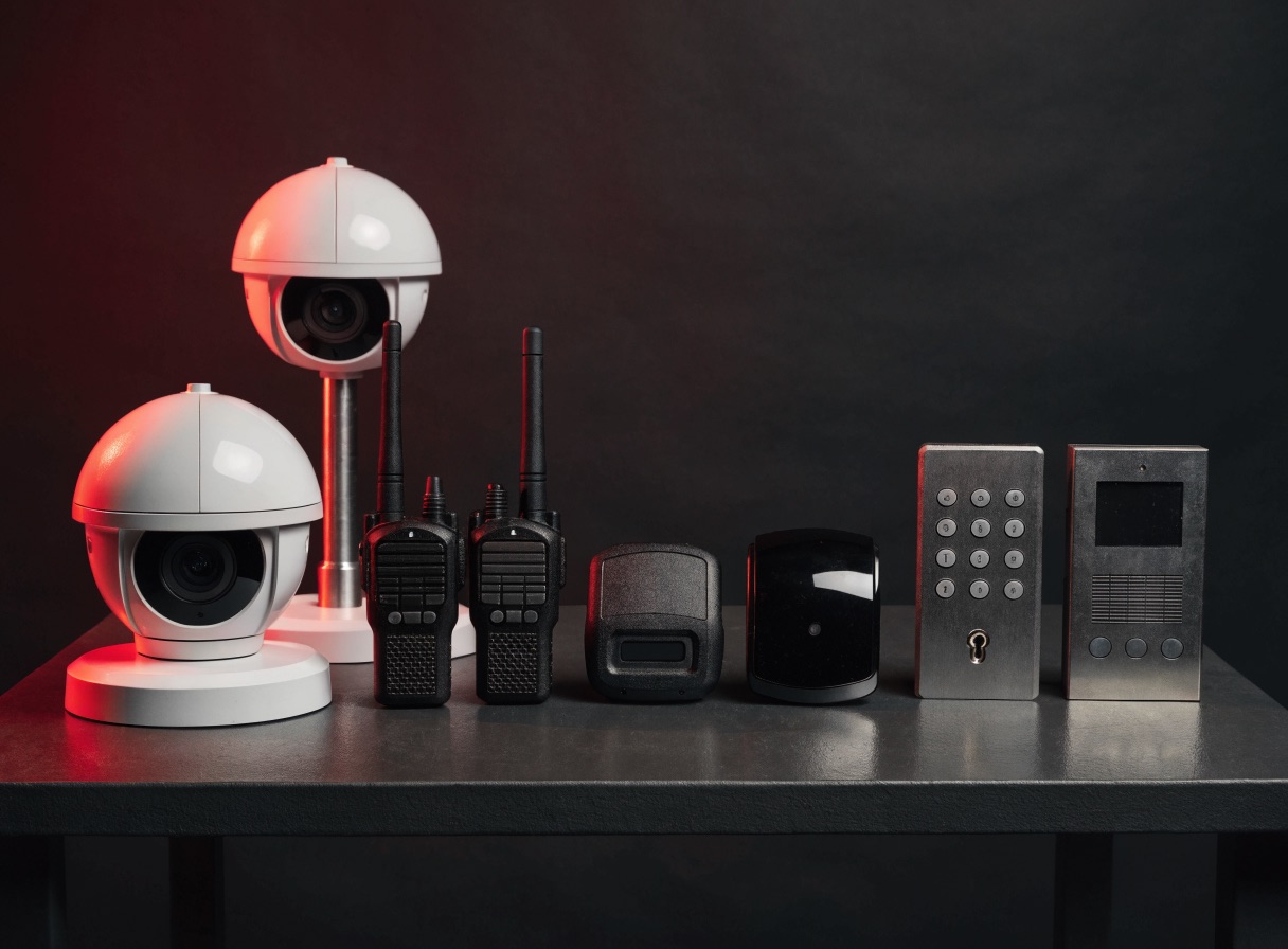 Equipo de seguridad: cámaras, radios y sensores