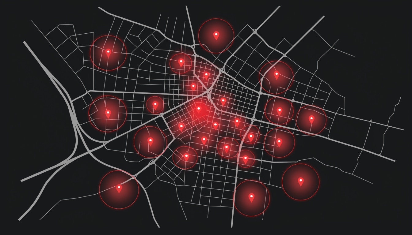 Mapa de zona de cobertura en la zona metropolitana